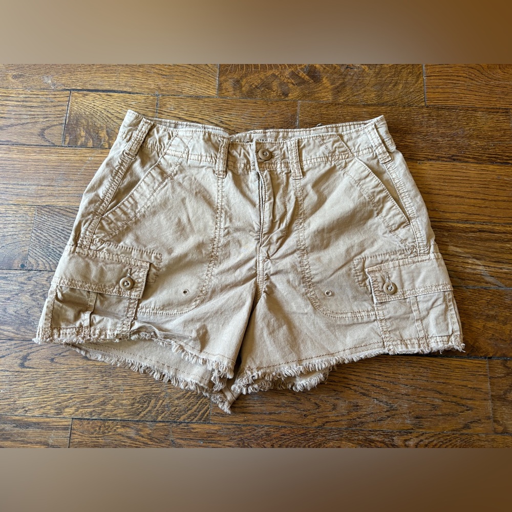 Women’s Tan Cargo Cotton Shorts - Casual Utility Style